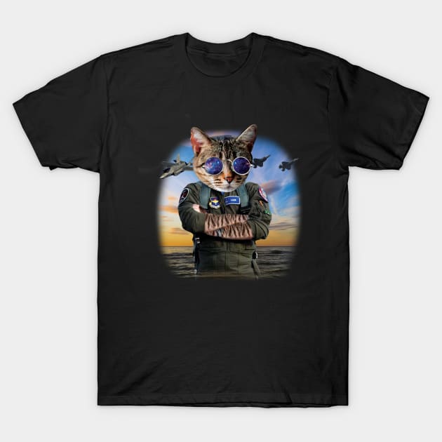 Funny Cat Airforce Pilot Gift F22 Raptor Pilot T-Shirt by woormle